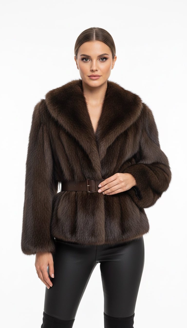 ZAHJR - Pellicciotto con cintura donna