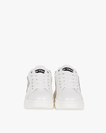 GIO CELLINI - Sneakers bianca con catena argento