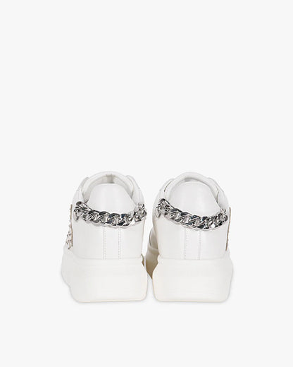 GIO CELLINI - Sneakers bianca con catena argento