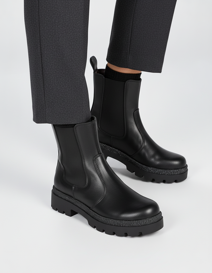 LAURA BIAGIOTTI LOVE - Stivaletto nero con elastico dettaglio in lurex