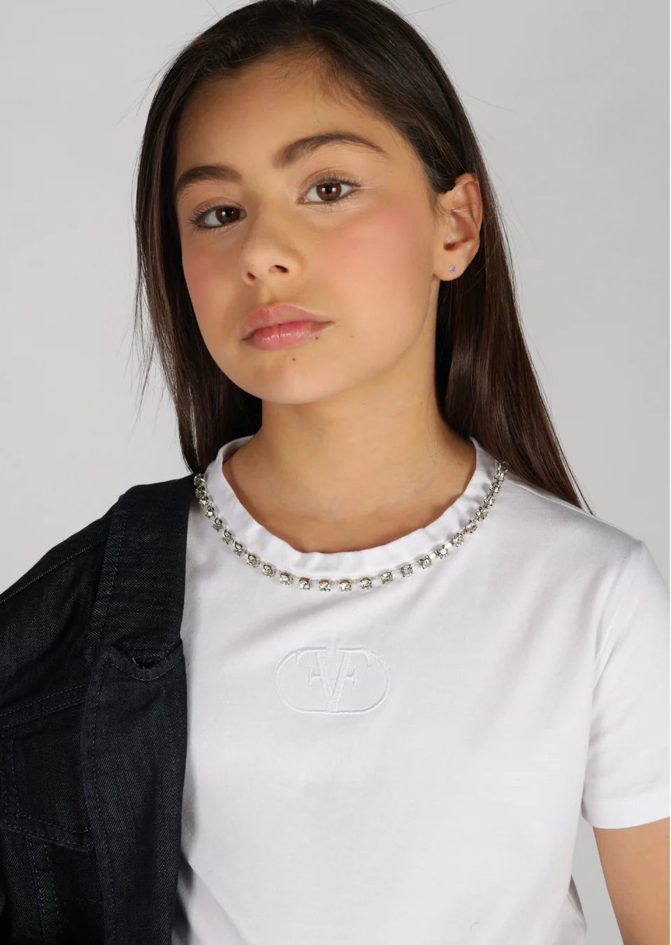 FUN FUN - T-shirt bianca con strass bambina