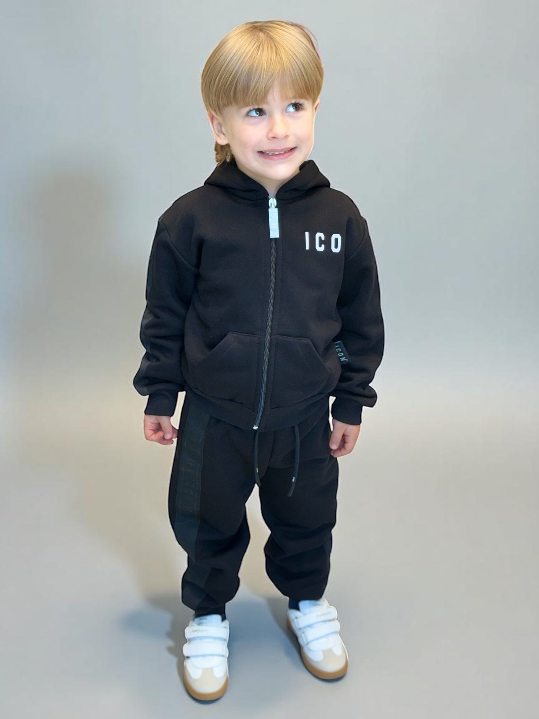 ICON - SET COMPLETO - Felpa con zip e cappuccio e pantalone bambino