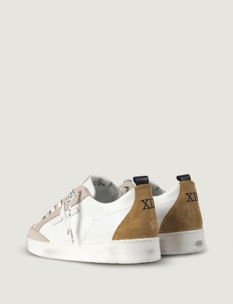 TWELVE - MEMORY FOAM -Sneakers Bianca con dettagli marroni