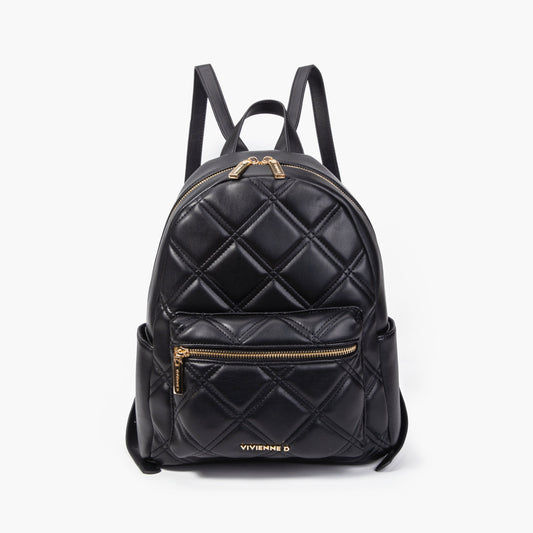 VIVIENNE D - Zaino soft nero con logo e zip oro