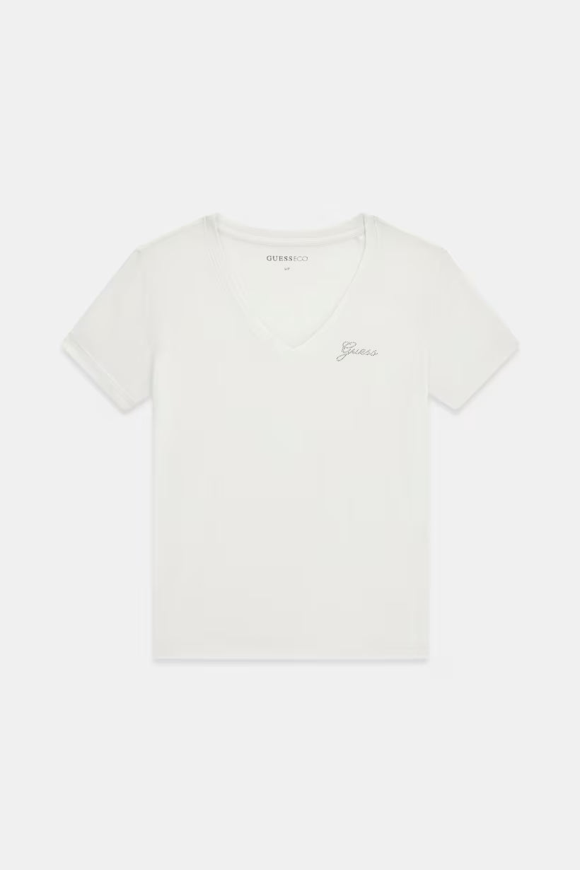 GUESS - T- shirt con logo in strass donna