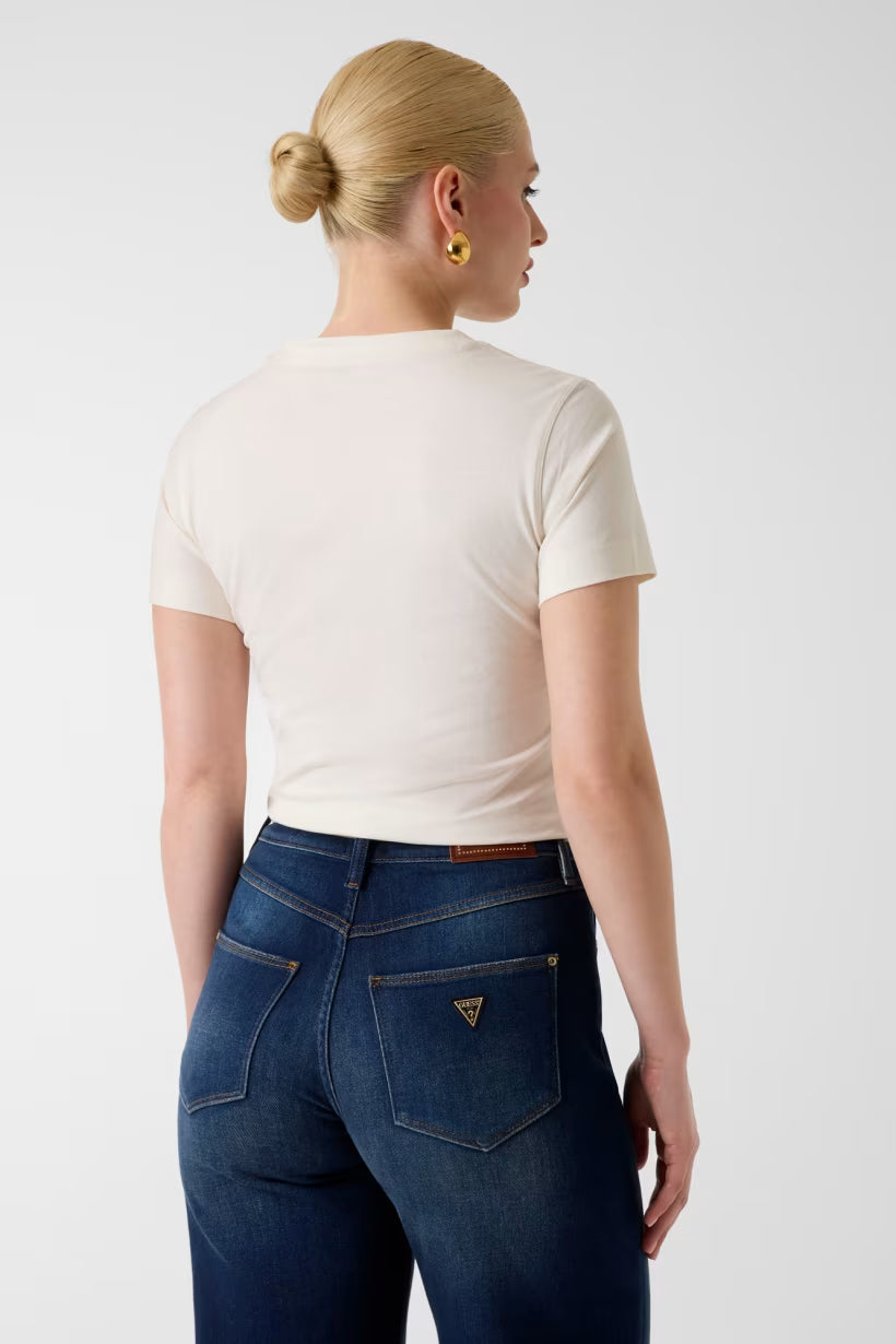 GUESS - T-shirt con logo ricamato e strass donna