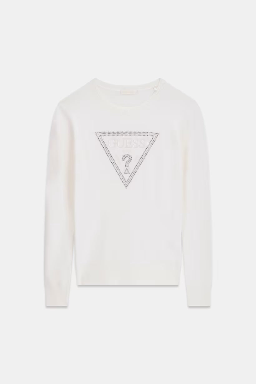GUESS - Maglione con logo triangolo in strass donna