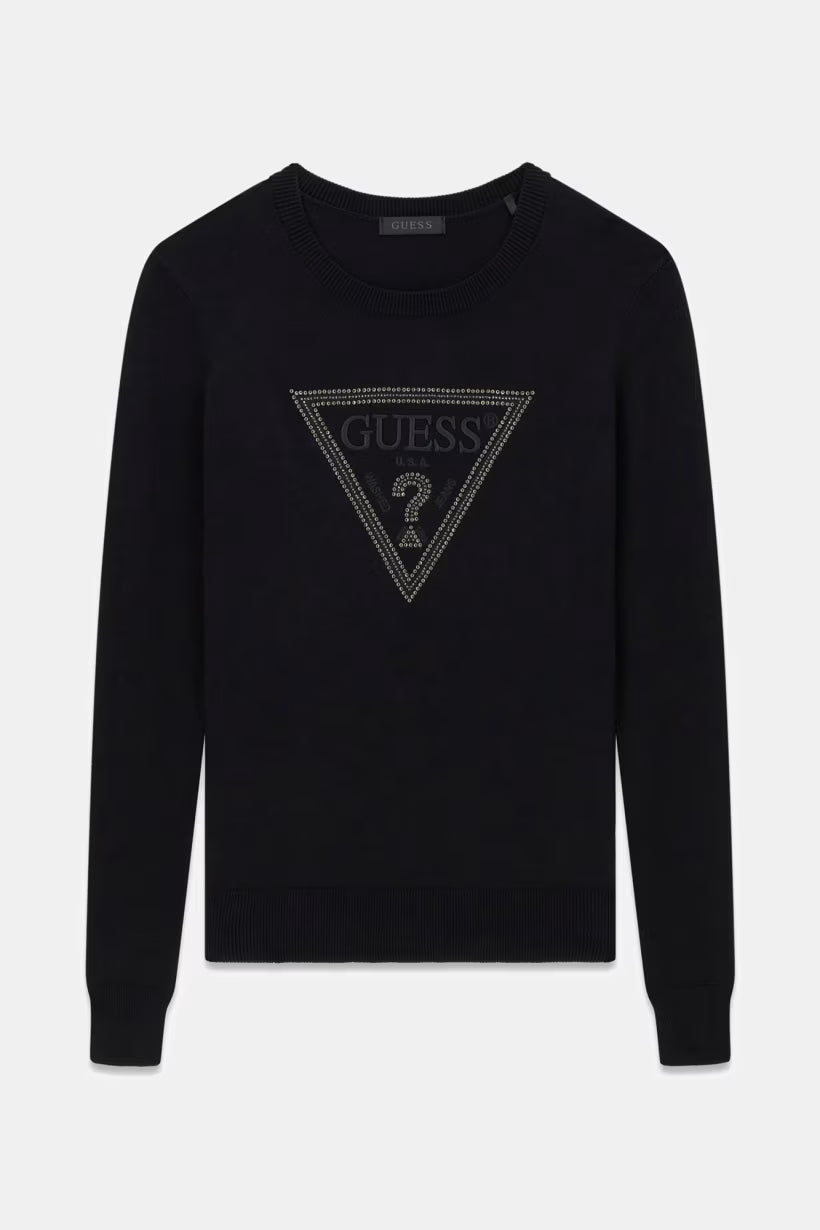 GUESS - Maglione con logo triangolo in strass donna