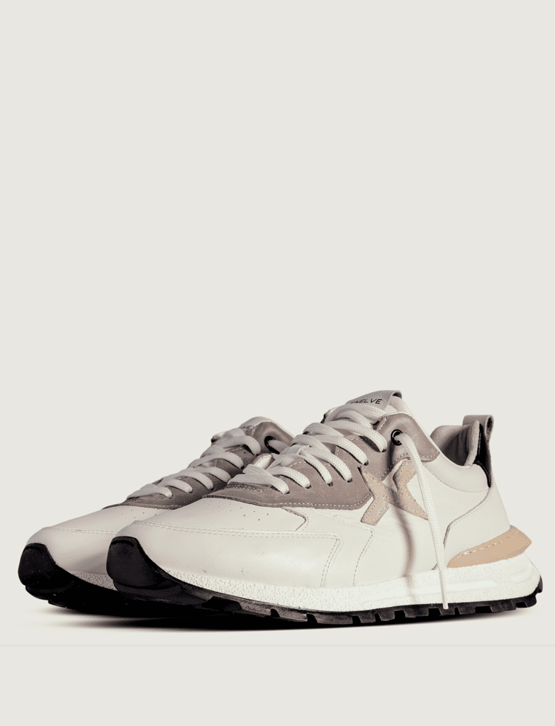 TWELVE - Sneakers KIOTO bianca e tortora uomo