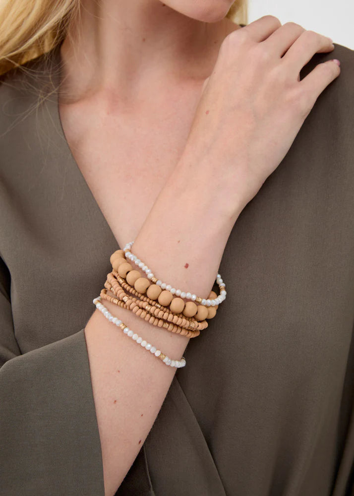 NALI - Set bracciali elastici in legno con pietre