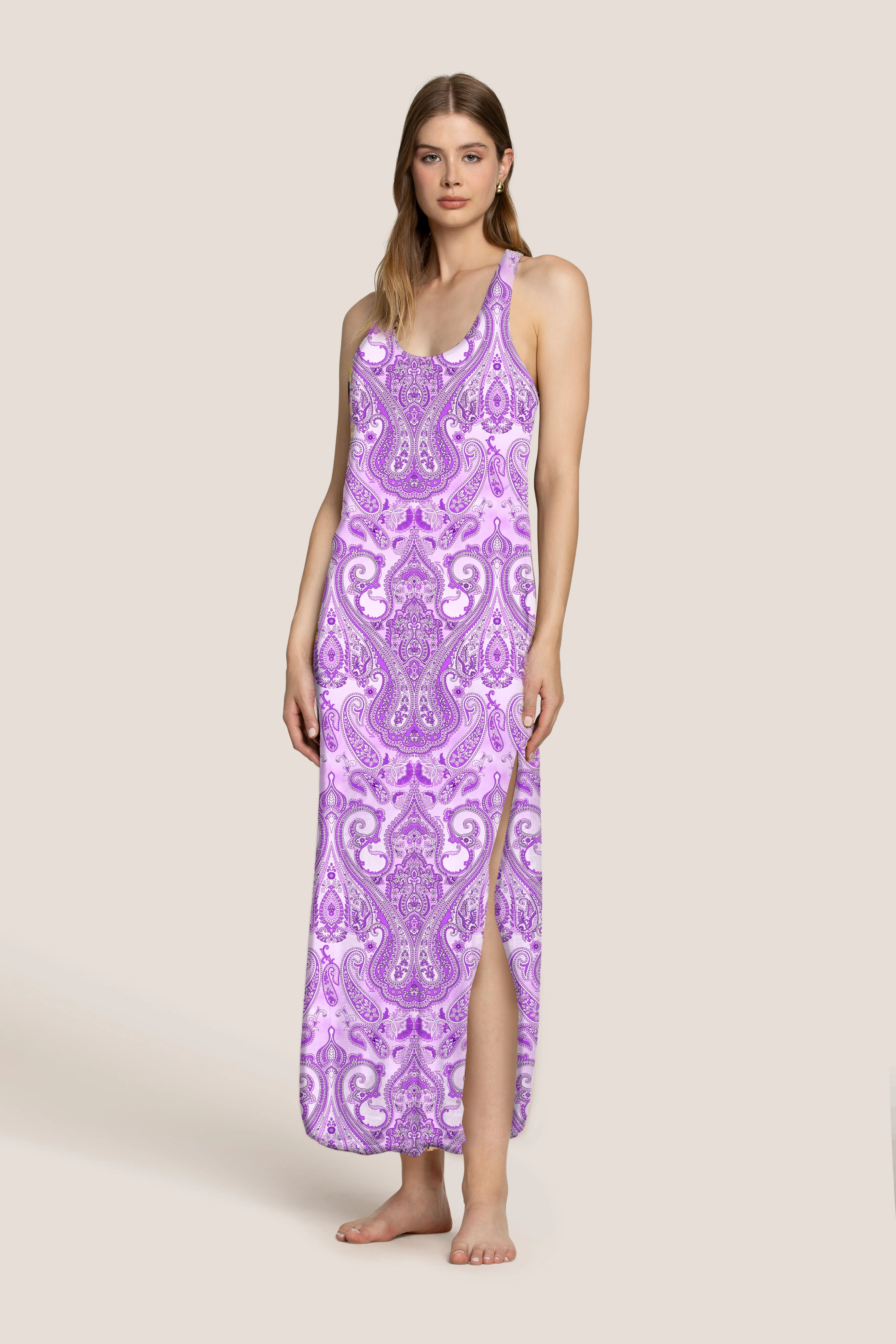 4GIVENESS - Vestito lungo COTE D'AZUR lilla donna