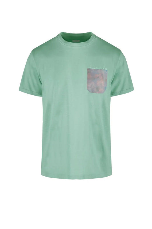 BOMBOOGIE - T-shirt verde acqua con taschino camouflage