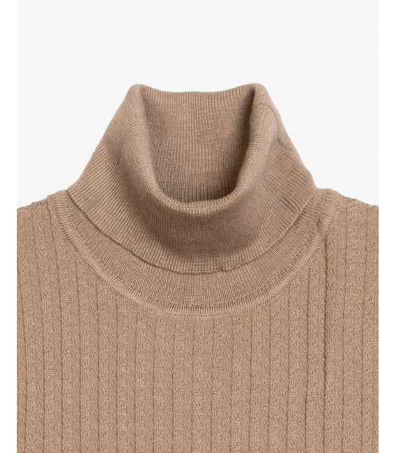 GIANNI LUPO - Dolcevita cammello in lana rasata intrecciato uomo