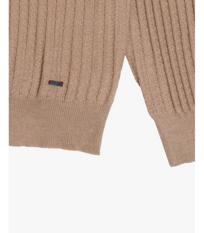 GIANNI LUPO - Dolcevita cammello in lana rasata intrecciato uomo