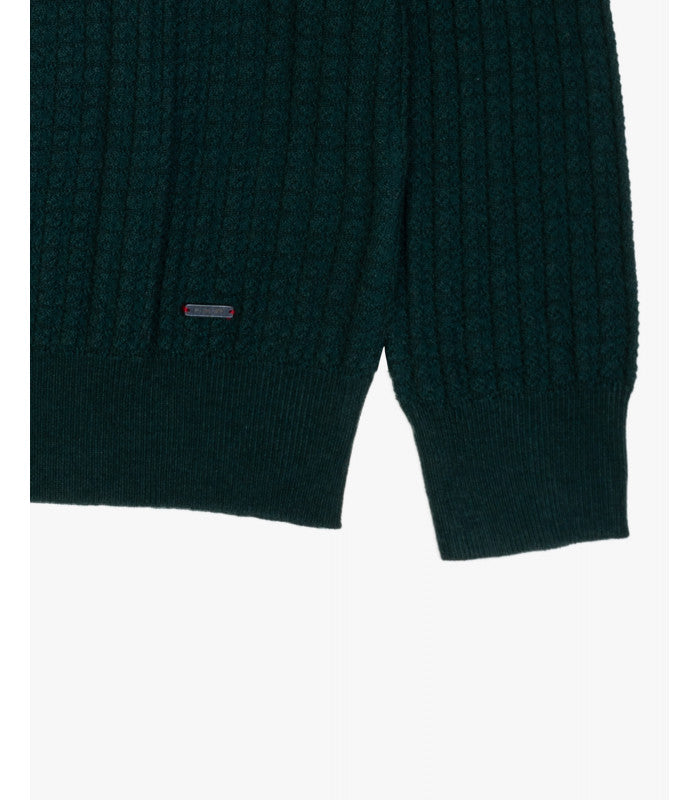 GIANNI LUPO - Dolcevita verde petrolio in lana rasata intrecciato uomo