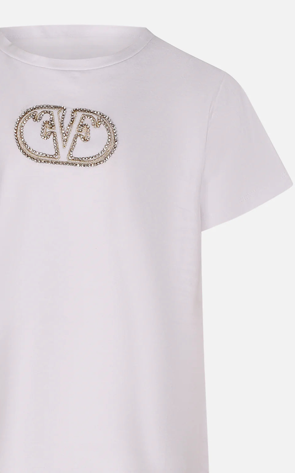 FUN FUN - T-shirt bianca con logo in strass bambina