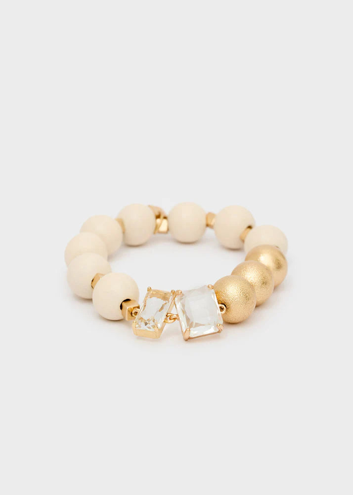 NALI - Bracciale BIG ELASTICO in legno oro