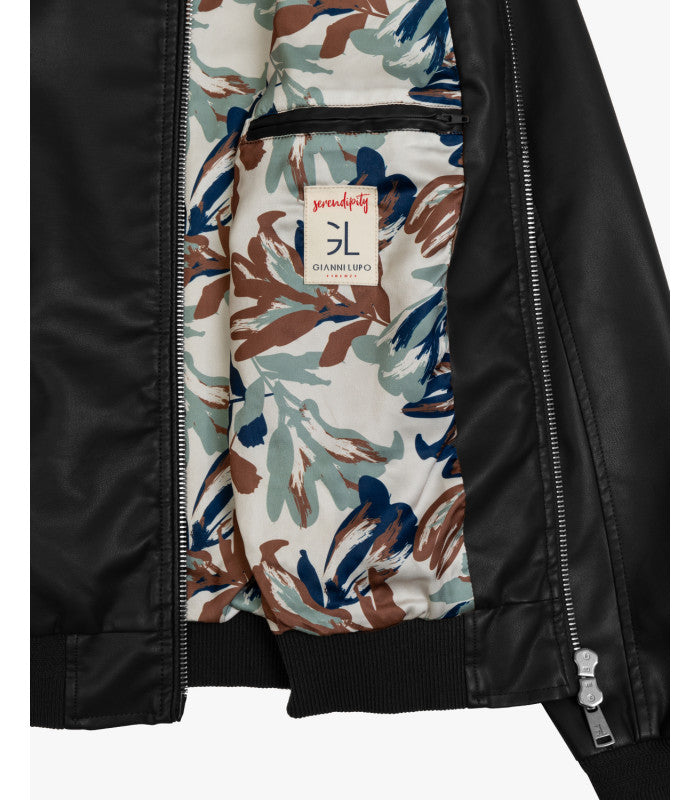 GIANNI LUPO - Giubbotto nero in ecopelle leggero uomo