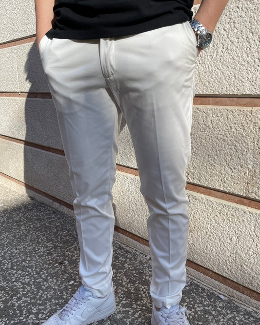 LIU-JO UOMO - PANTALONE IN COTONE SLIM BIANCO