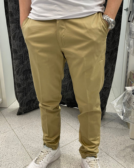 LIU-JO  UOMO - PANTALONE IN COTONE SLIM BEIGE