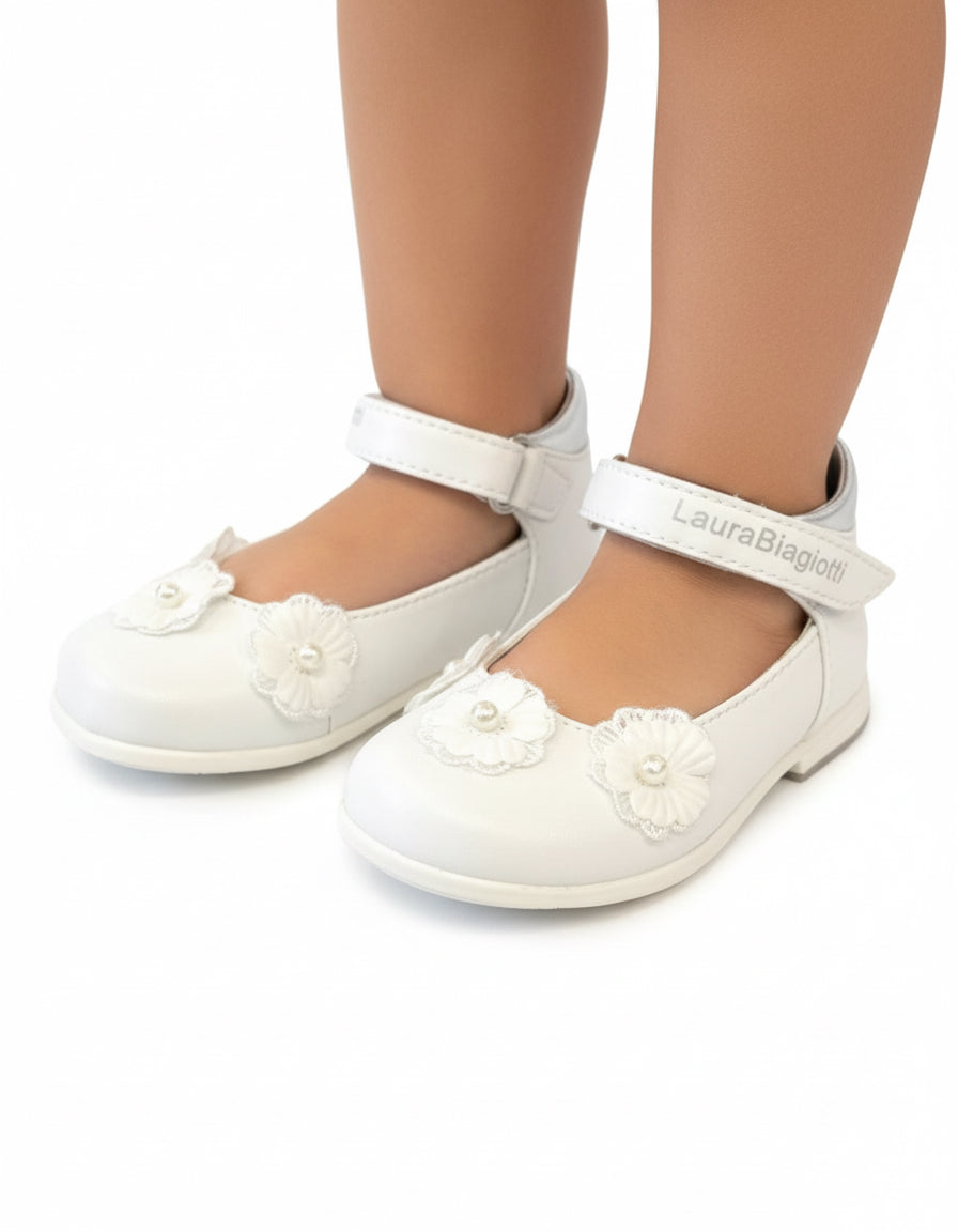 LAURA BIAGIOTTI LOVE -  Ballerina bianca con fiorellini e perline