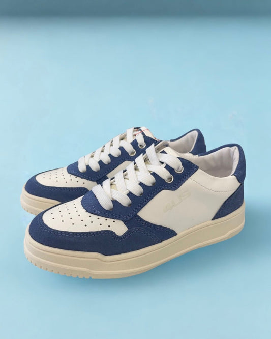 4US BY PACIOTTI - Sneakers bianca con dettaglio scamosciato azzurro