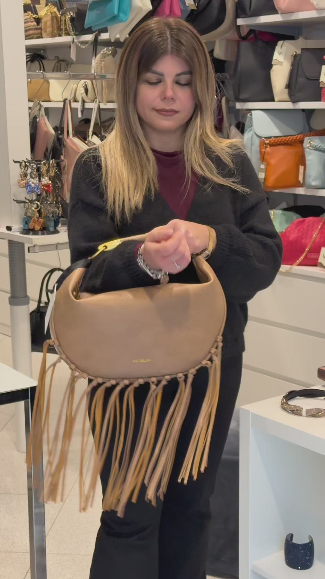 GIO CELLINI - Borsa hobo con frange