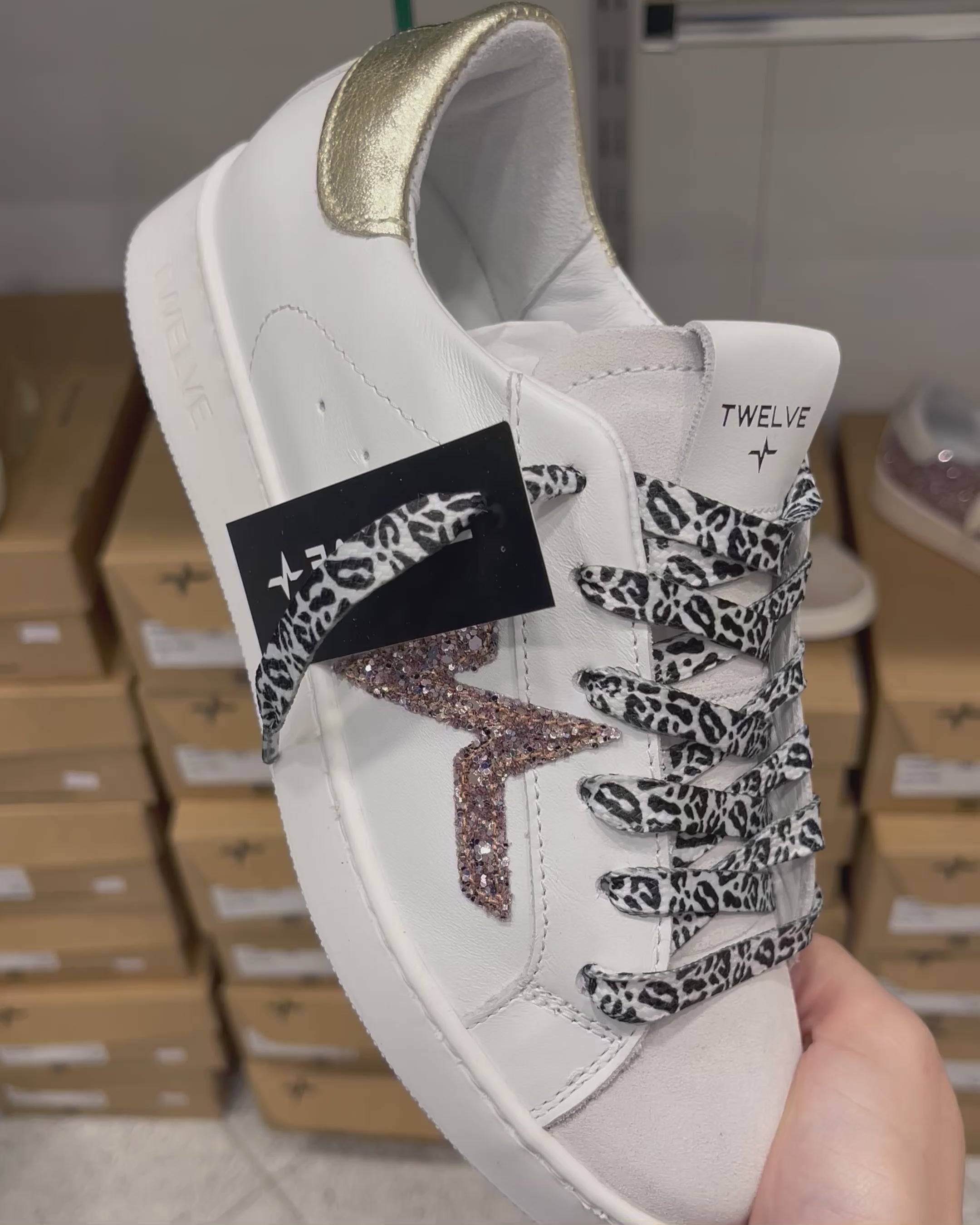 TWELVE - MEMORY FOAM - Sneakers bianca con laccio maculato