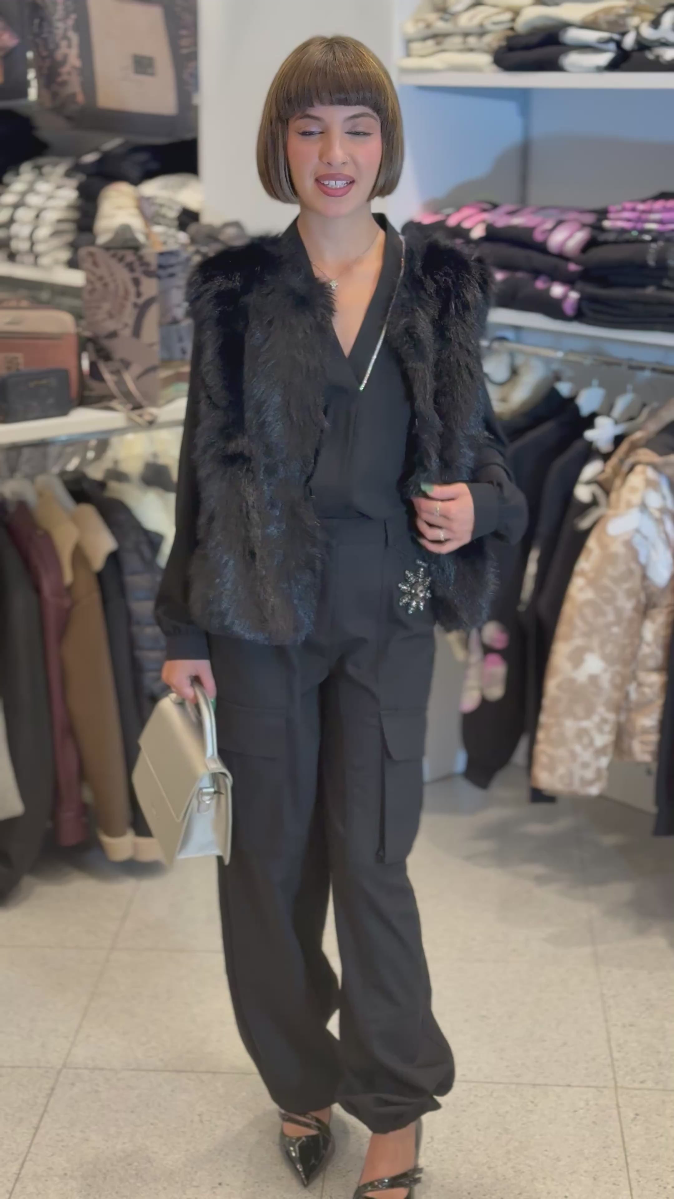 KORALLINE - Gilet in eco pelliccia donna