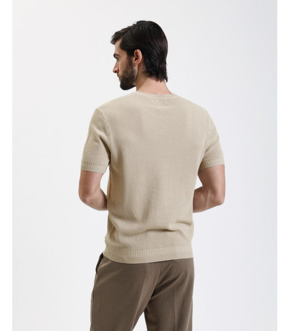 GIANNI LUPO - T-shirt in maglia texturizzata beige uomo