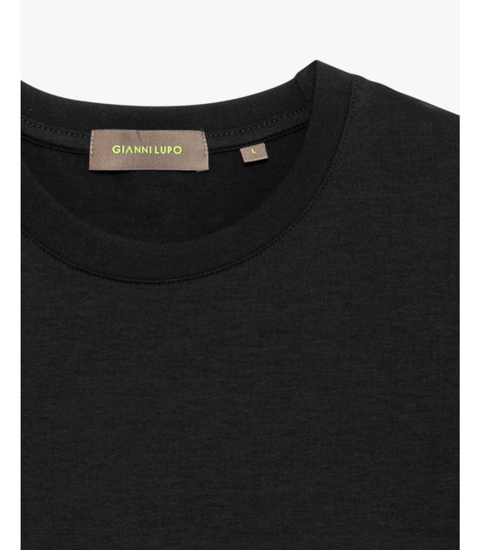 GIANNI LUPO - T-Shirt girocollo nera in cotone uomo