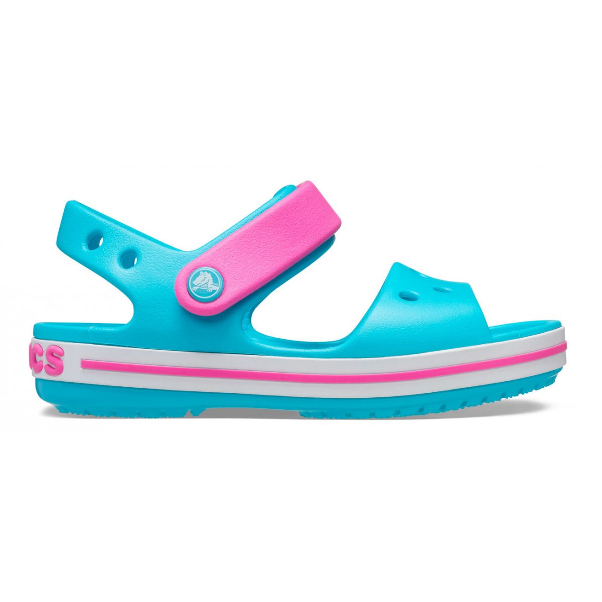 CROCS - Ciabattina azzurra con dettagli rosa
