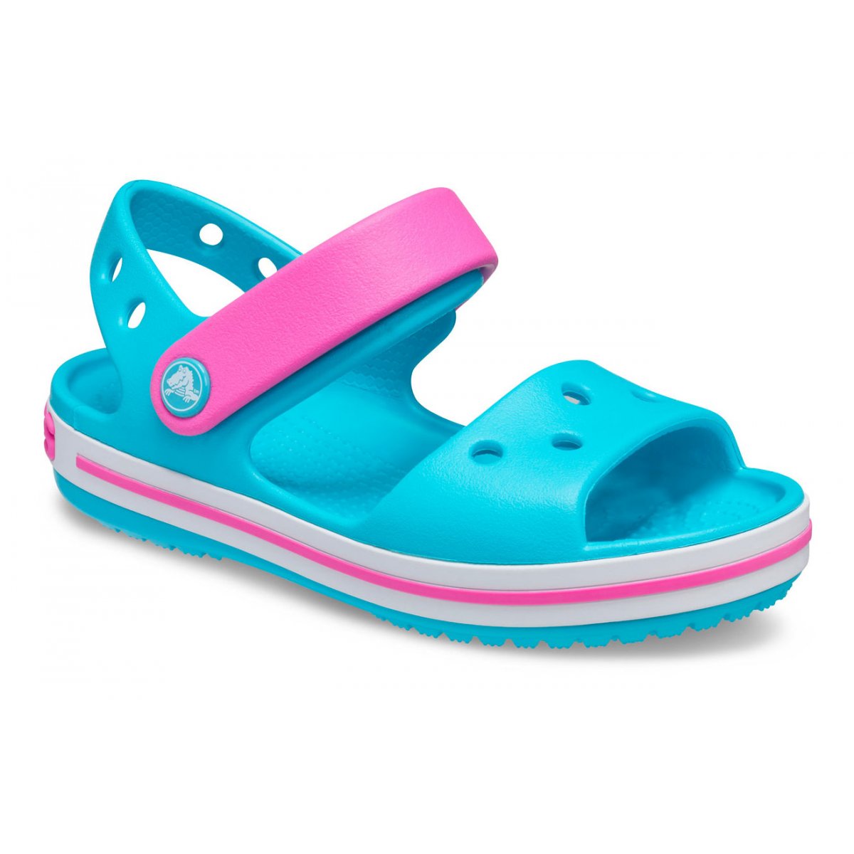 CROCS - Ciabattina azzurra con dettagli rosa