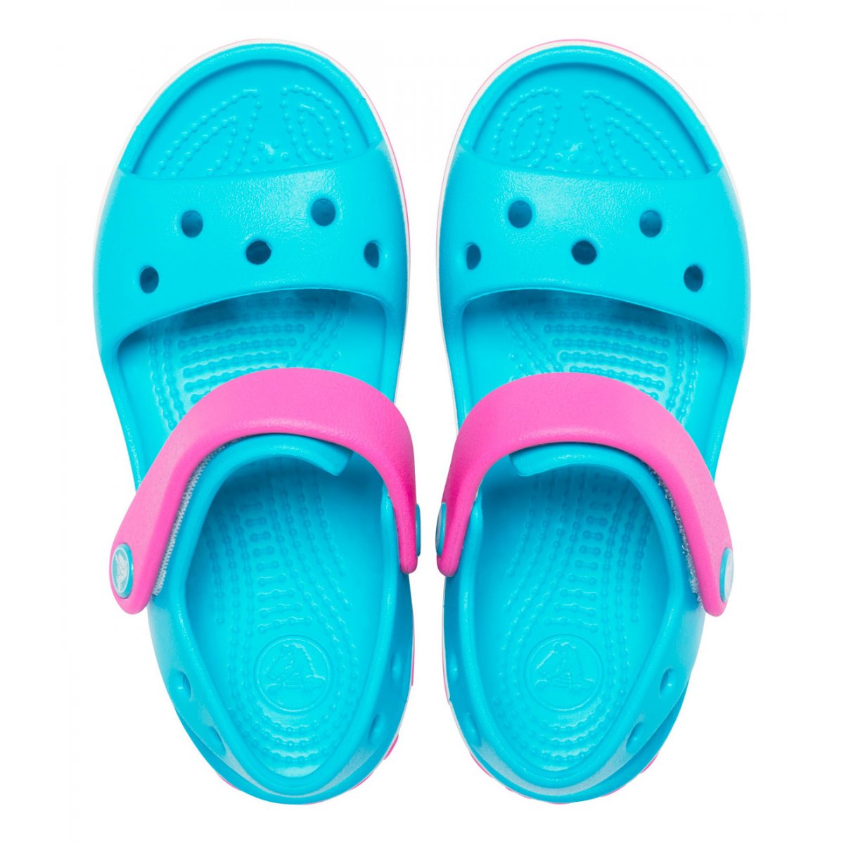 CROCS - Ciabattina azzurra con dettagli rosa