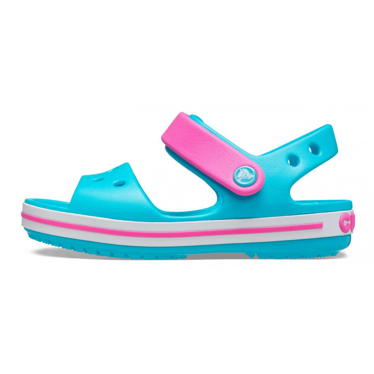 CROCS - Ciabattina azzurra con dettagli rosa