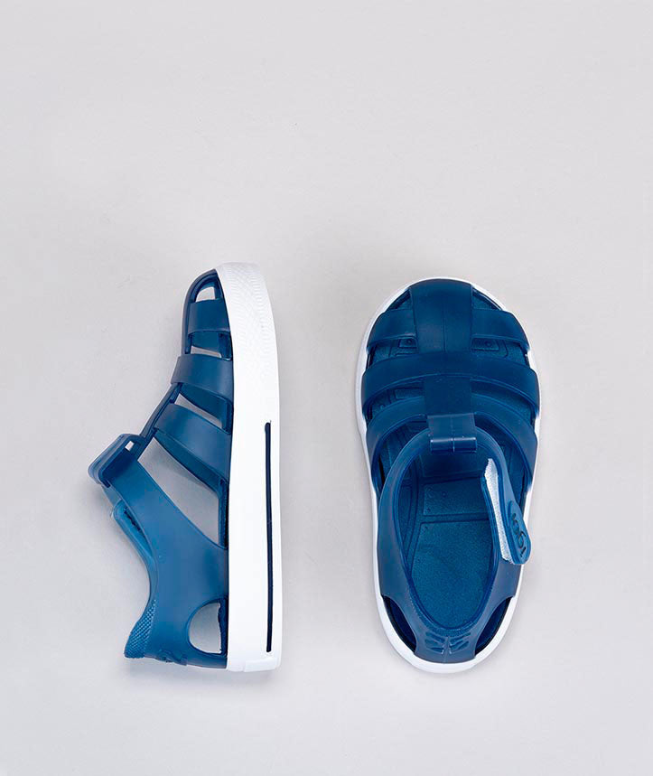 IGOR - Sandalo blu trasparente con suola bianca