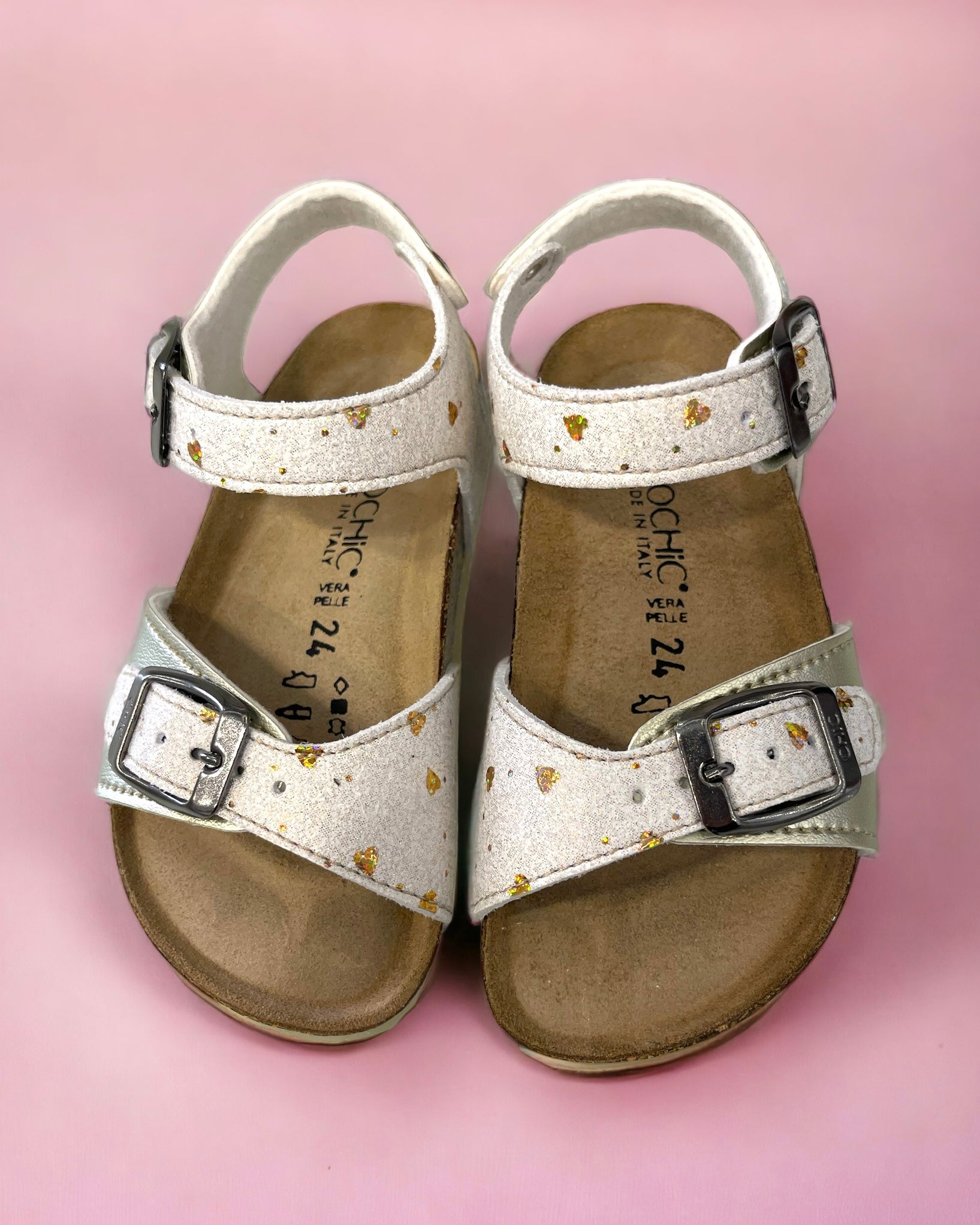 BIOCHIC - Sandalo bambina bianco e oro