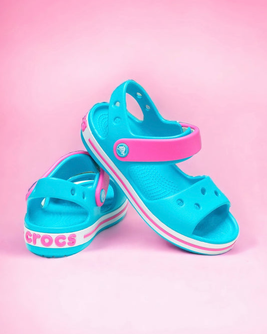 CROCS - Ciabattina azzurra con dettagli rosa