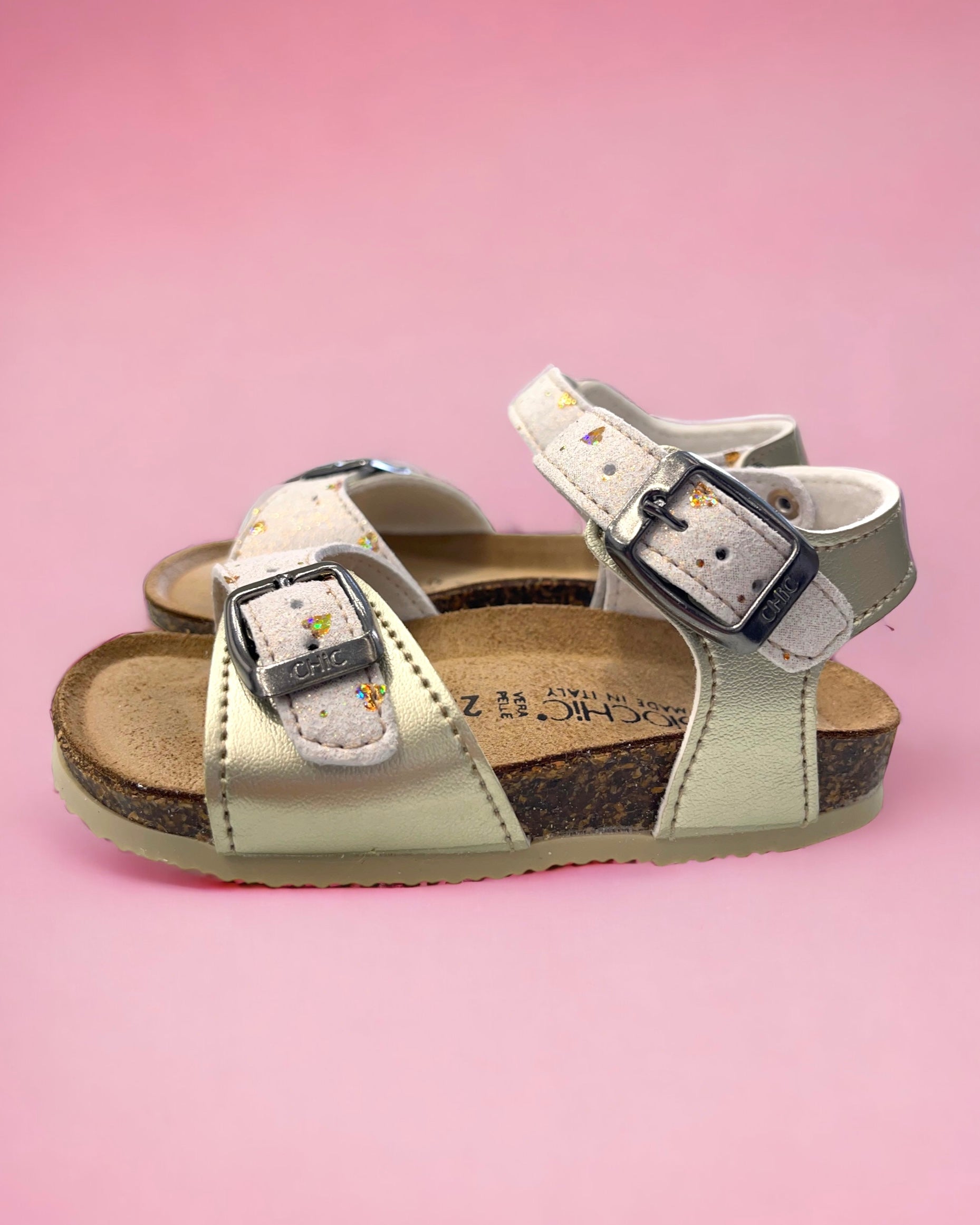 BIOCHIC - Sandalo bambina bianco e oro